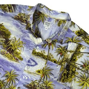 Hummingbird Button Down Shirt Men XL Tropical Island Palm Tree Aloha Resortwear